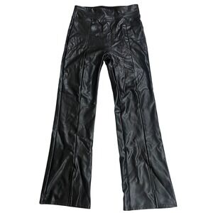 Abercrombie‎ & Fitch Faux Leather Split Hem Flare Leggings Pants, Black, Size L